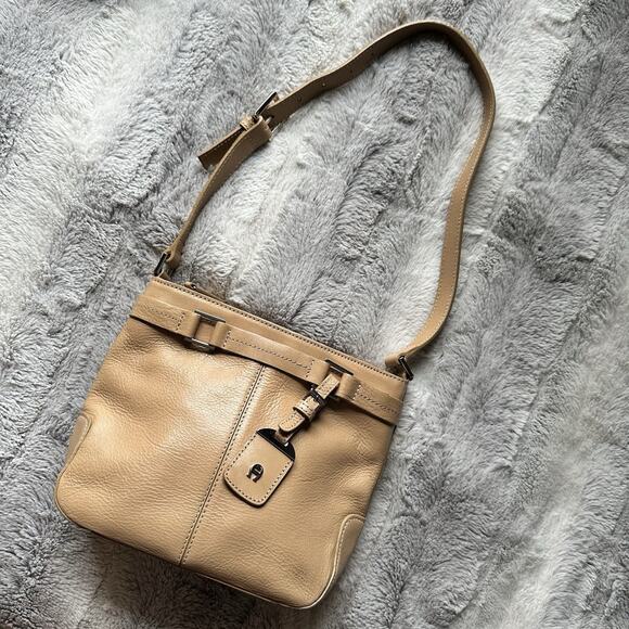 Vintage Etienne Aigner Leather Purse Shoulder Bag Pockets Tan - Picture 1 of 13